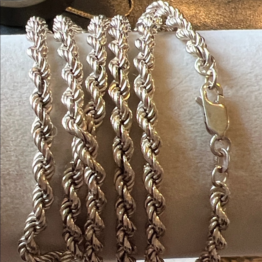 Vintage Milor Italy Sterling Silver 925 Heavy Rope chain necklace 30”